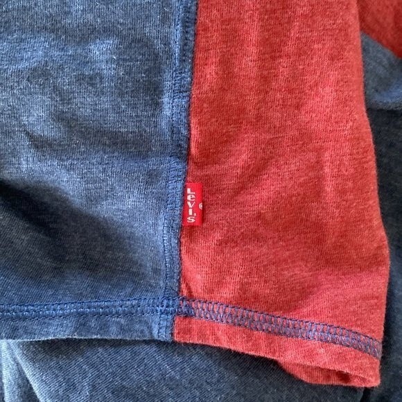 Levi's Long Sleeve Crew Neck Henley Tee Cotton Blend Color Block Lightweight - Picture 4 of 10